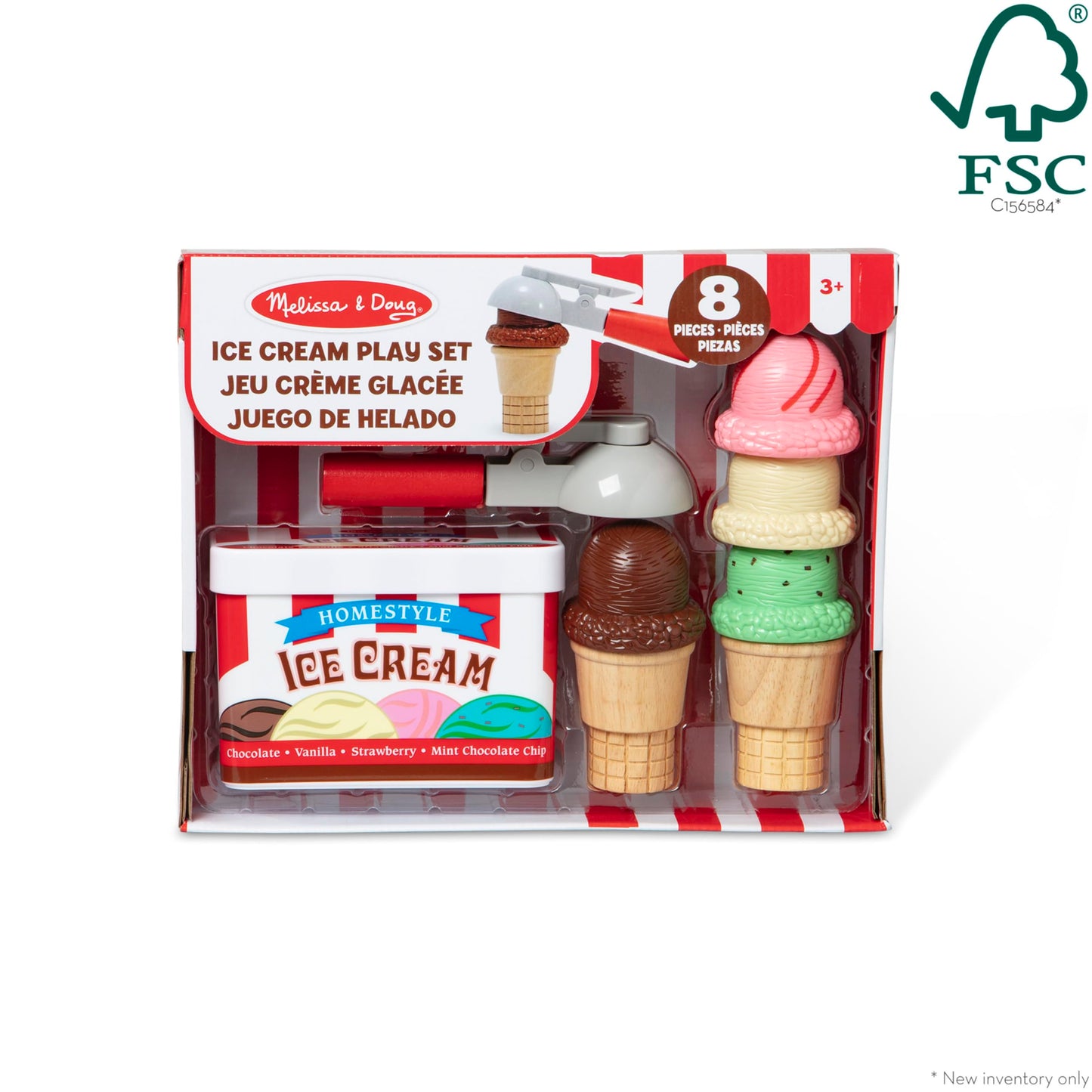 Melissa & Doug Scoop and Stack Ice Cream Cone Magnetic Play Set, Multicolor - Pretend Food, Ice Cream Toy For Toddlers And Kids Ages 3+.