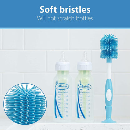 Dr. Brown's Baby Bottle Cleaning Brush with Sponge and Scrubber - Blue - 3-Pack