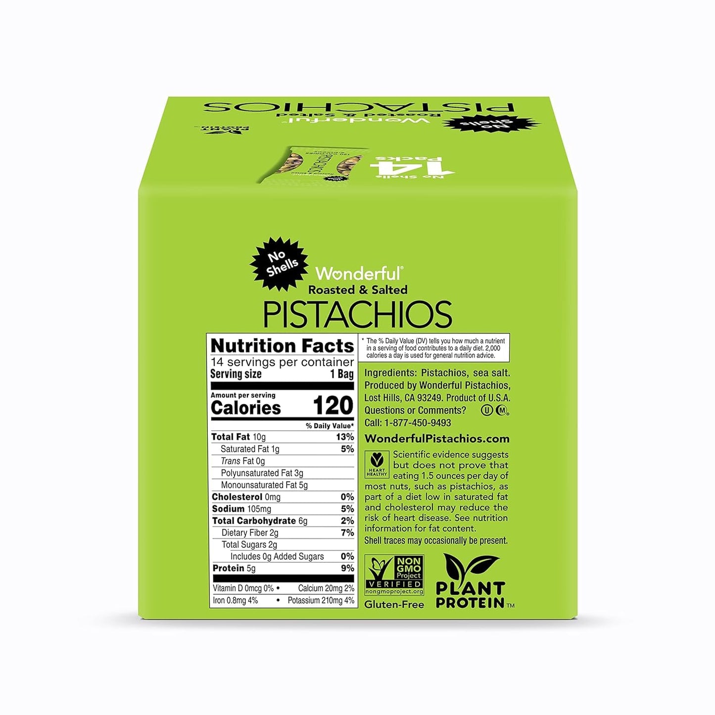 Wonderful Pistachios No Shells, Smokey Barbeque Nuts, 2.25 Ounce Bag (Pack Of 8), Protein Snack, Gluten Free, On-the-Go Snack