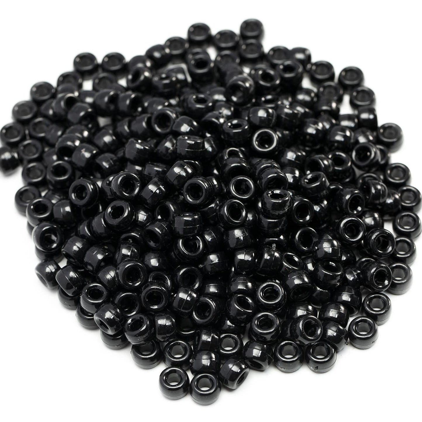 1000 Pcs Acrylic Black Pony Beads 6x9mm Bulk for Friendship Bracelet Necklace Jewelry Making Earring Hair Braiding