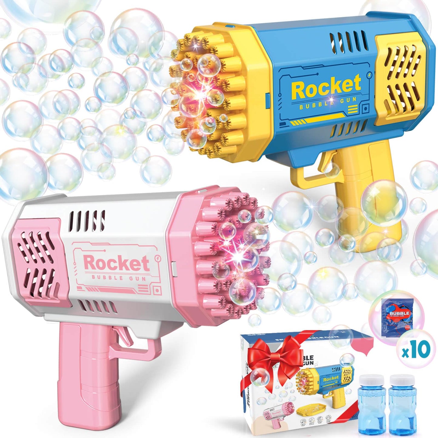 Toys for 3-8 Year Old Boys Girls: 2 Pack Bubble Machine for Kids with Bubble Solution, Gifts for 3 4 5 6 7 8 Years Old Boy Birthday Toy for Kid Toddlers Ages 4-6 Outdoor Wedding Bubbles Wands