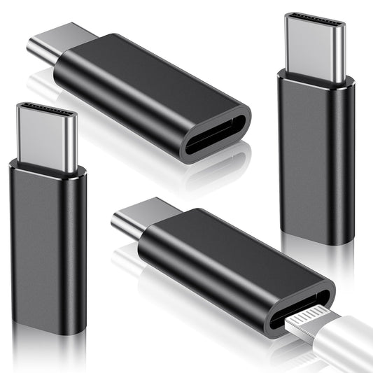 Temdan 4 Pack Lightning to USB C Adapter for iPhone 15/15 Pro/15 Pro Max/15 Plus/16,Samsung,Gender Changer Adapter,Type C Charger Connector Cable,for iPhone 15 Charger Adapter,Not for Audio/OTG-Black