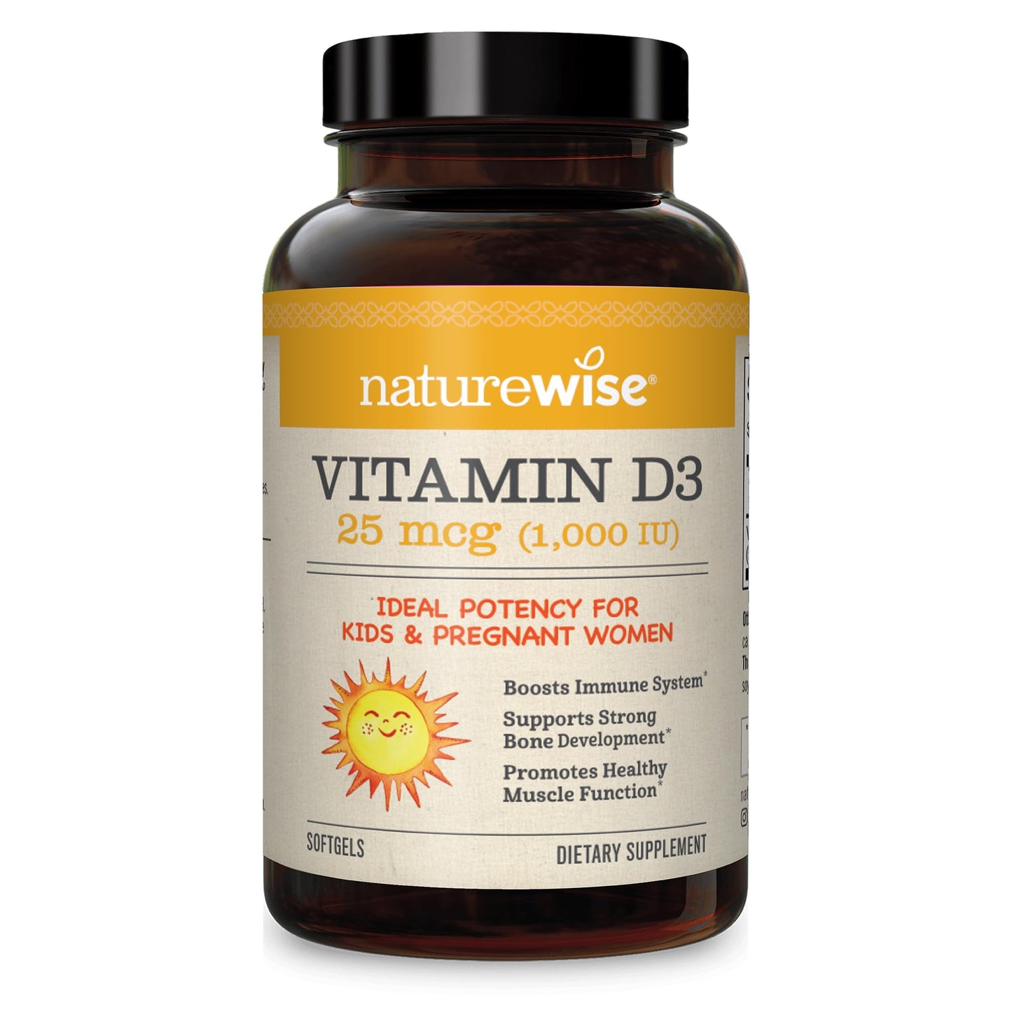 NatureWise Vitamin D3 1000iu (25 mcg) 1 Month Supply for Healthy Muscle Function, Bone Health and Immune Support, Non-GMO, Gluten Free in Cold-Pressed Olive Oil, Packaging May V, 30 Count