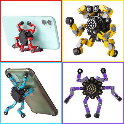 Transformable Fidget Spinners 4 Pcs for Kids and Adults Stress Relief Sensory Toys for Boys and Girls Fingertip Gyros for ADHD Autism for Kids Gifts (Fidget Toy 4pc)