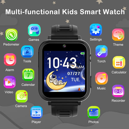 Phyulls Smart Watch for Kids with 24 Games Alarm Clock, Touchscreen, Calendaring Camera Music Player Time Display Video & Audio Recording, Toys for 3-12 Years Old Boys Toddler