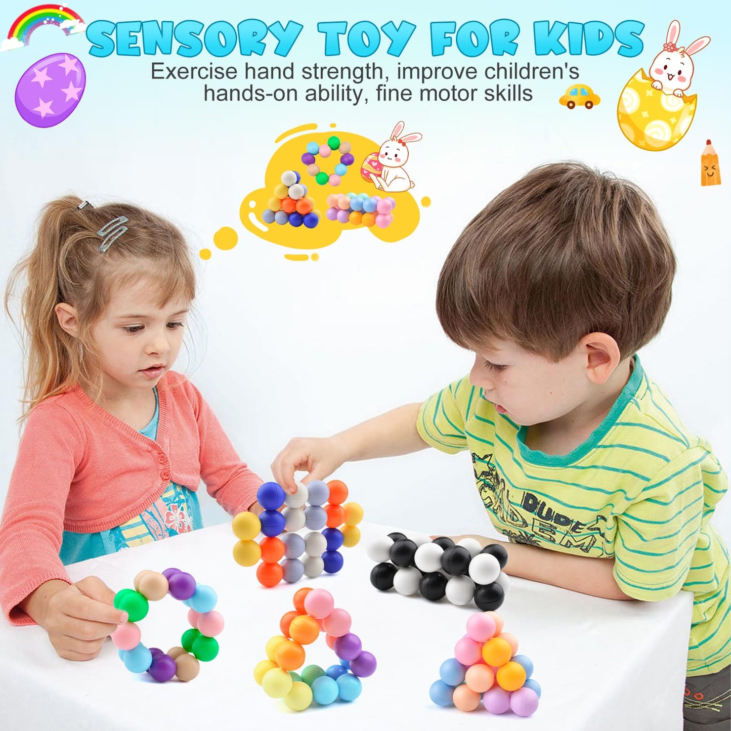 Autism Sensory Toys for Autistic Children, Fidget Toys for Adults Kids , Autism Toys for Toddlers 3-4, Easter Basket Stuffers Valentines Gift,Airplane Car Travel Toys for Kids Ages 3-5