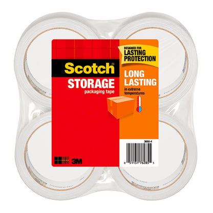 Scotch Long Lasting Storage Packing Tape, Clear, Storage Tape Seals Moving Boxes, 1.88 in x 54.6 yd,6 rolls