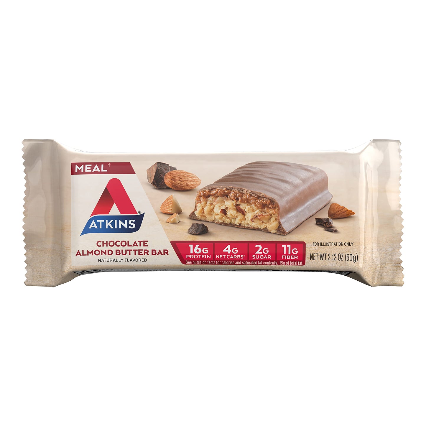 Atkins Double Fudge Brownie Protein Meal Bar, High Fiber, 15g Protein, 1g Sugar, 4g Net Carb, Meal Replacement, Keto Friendly