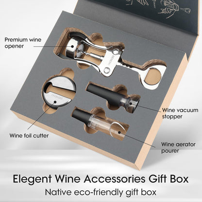 Wine Opener, Zinc Alloy Premium Wing Corkscrew Wine Bottle Opener with Multifunctional Bottles Opener, Sharp Corkscrew with Ergonomic Non-slip Wing Handle, Upgrade