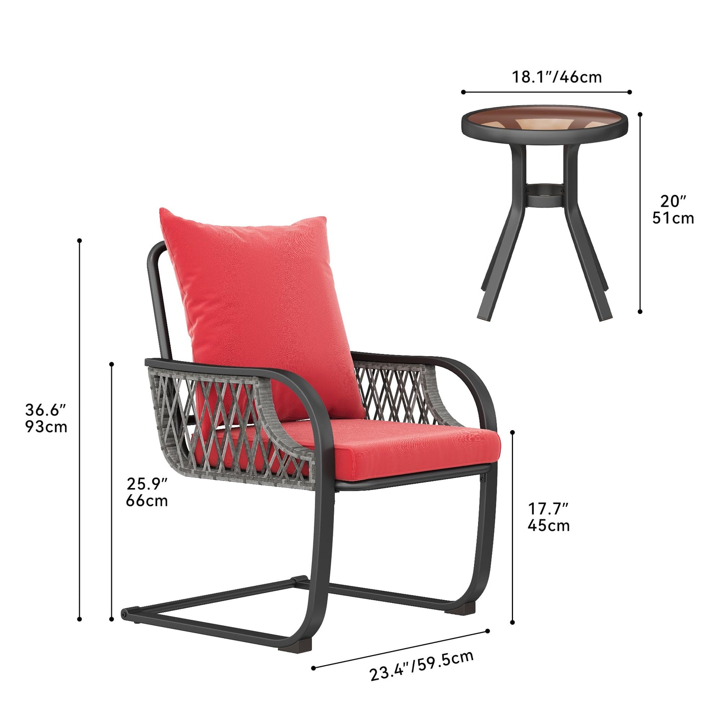 YITAHOME 4-Piece Patio Bistro Set, All-Weather Outdoor Patio Furniture Rattan Wicker Loveseat Conversation Set with Wooden Armrests, Curved Backrest, Glass Side Table, and Soft Cushions - Light Brown