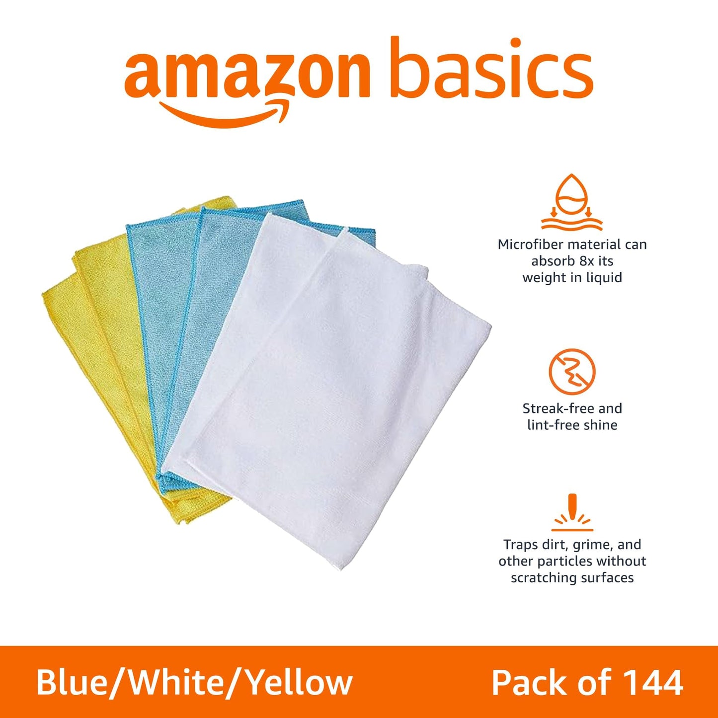 Amazon Basics Microfiber Cleaning Cloths, Non-Abrasive, Reusable and Washable, Pack of 24, Green/Gray/Pink, 16" x 12"