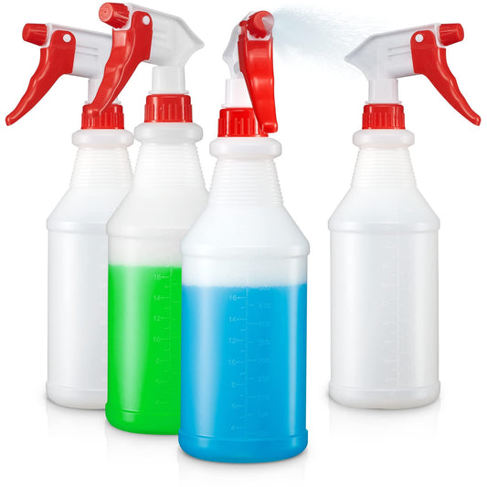 4 Pack Plastic Spray Bottles 24 OZ – Leak Proof, Adjustable Nozzle, Empty Spray Bottles For Cleaning Solutions, Plants, Pet, Or Diy Spray Bottle (4)