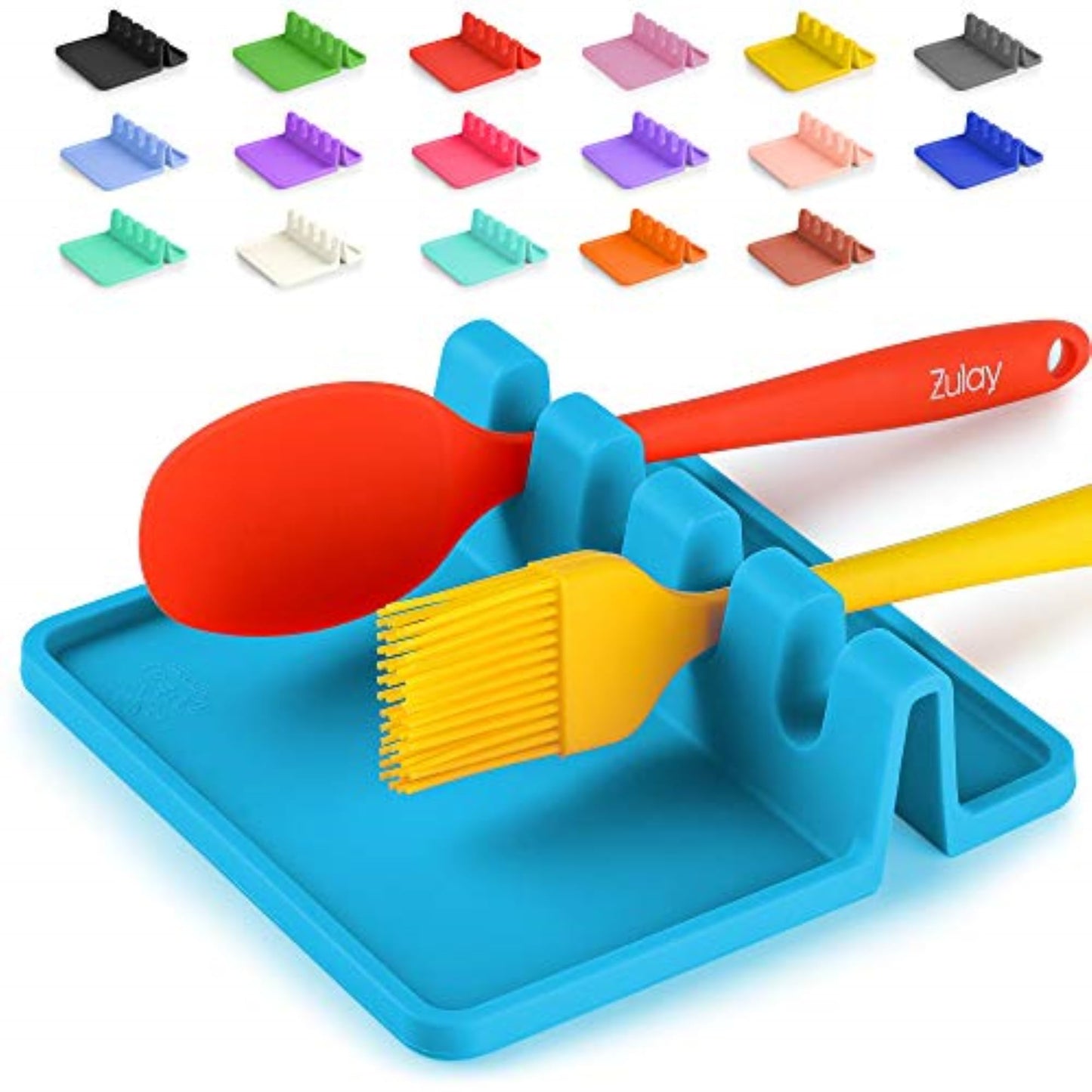 Zulay Kitchen Silicone Utensil Rest - BPA-Free, Durable Spoon Rest with Drip Pad - Heat-Resistant Spoon Rest for Stove Top - Spoon Rest for Kitchen Counter - Kitchen Gadgets & Kitchen Utensils Holder