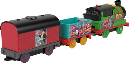 Thomas & Friends Motorized Toy Train Graffiti James Battery-Powered Engine with Tender & Cargo Car for Pretend Play Preschool Kids Ages 3+ Years