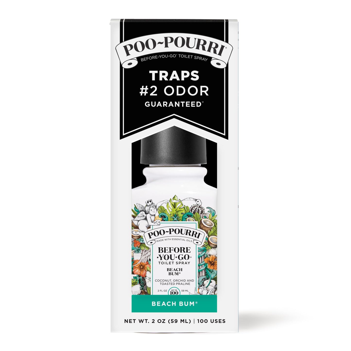 Poo-Pourri Before-You-Go Toilet Spray, Beach Bum, 1 Fl Oz Pocket Travel Size - Coconut, Orchid and Toasted Praline