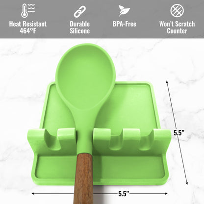 Zulay Kitchen Silicone Utensil Rest - BPA-Free, Durable Spoon Rest with Drip Pad - Heat-Resistant Spoon Rest for Stove Top - Spoon Rest for Kitchen Counter - Kitchen Gadgets & Kitchen Utensils Holder