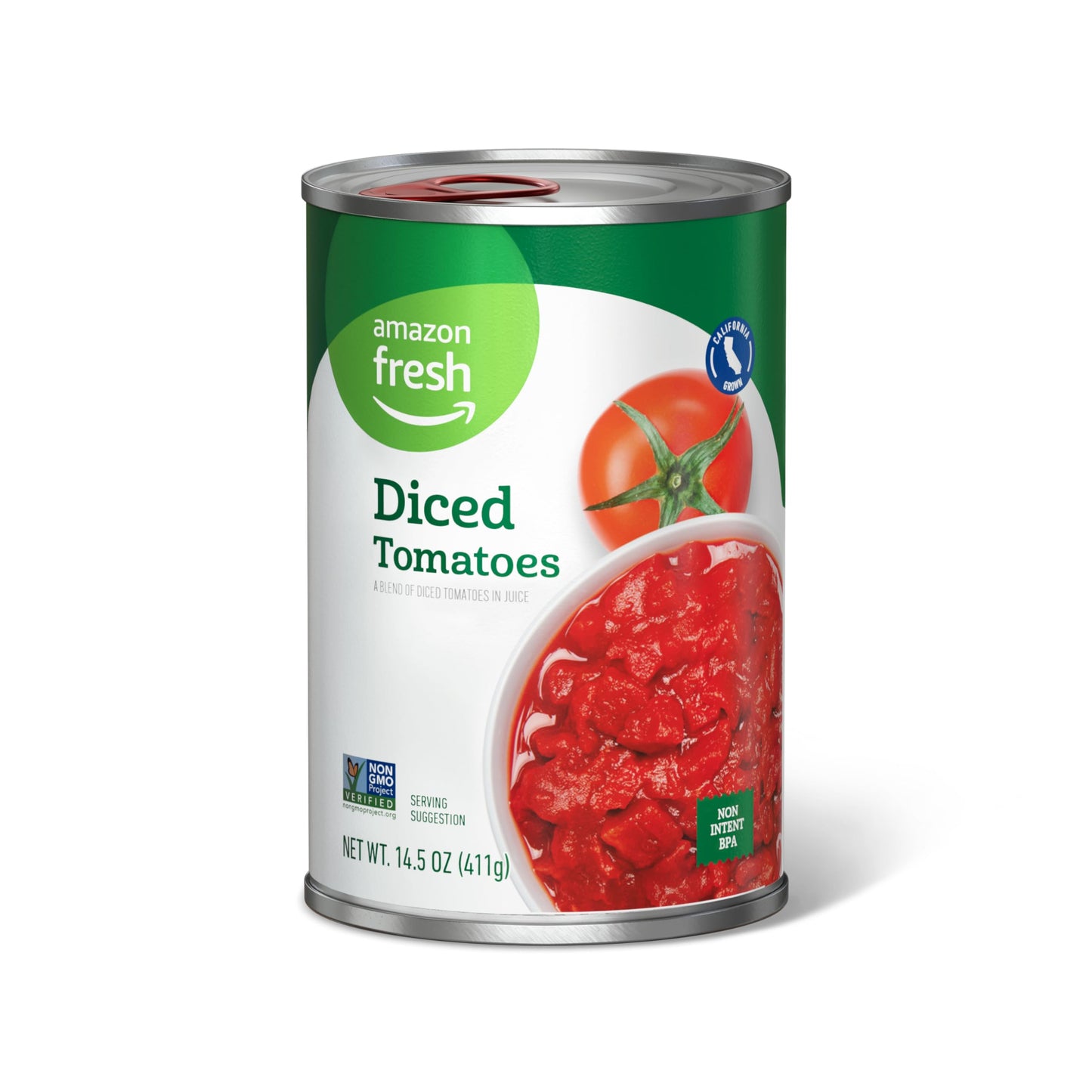 Amazon Fresh, Petite Diced Canned Tomatoes, 14.5 Oz (Previously Happy Belly, Packaging May Vary)