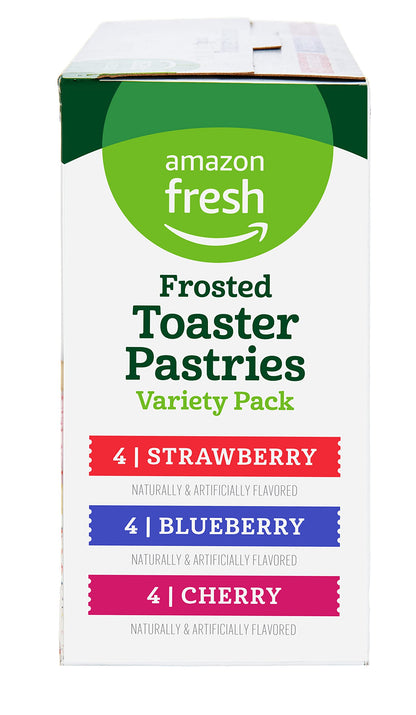 Amazon Fresh - Toaster Pastries Variety Pack (Strawberry, Blueberry, Cherry), 12ct