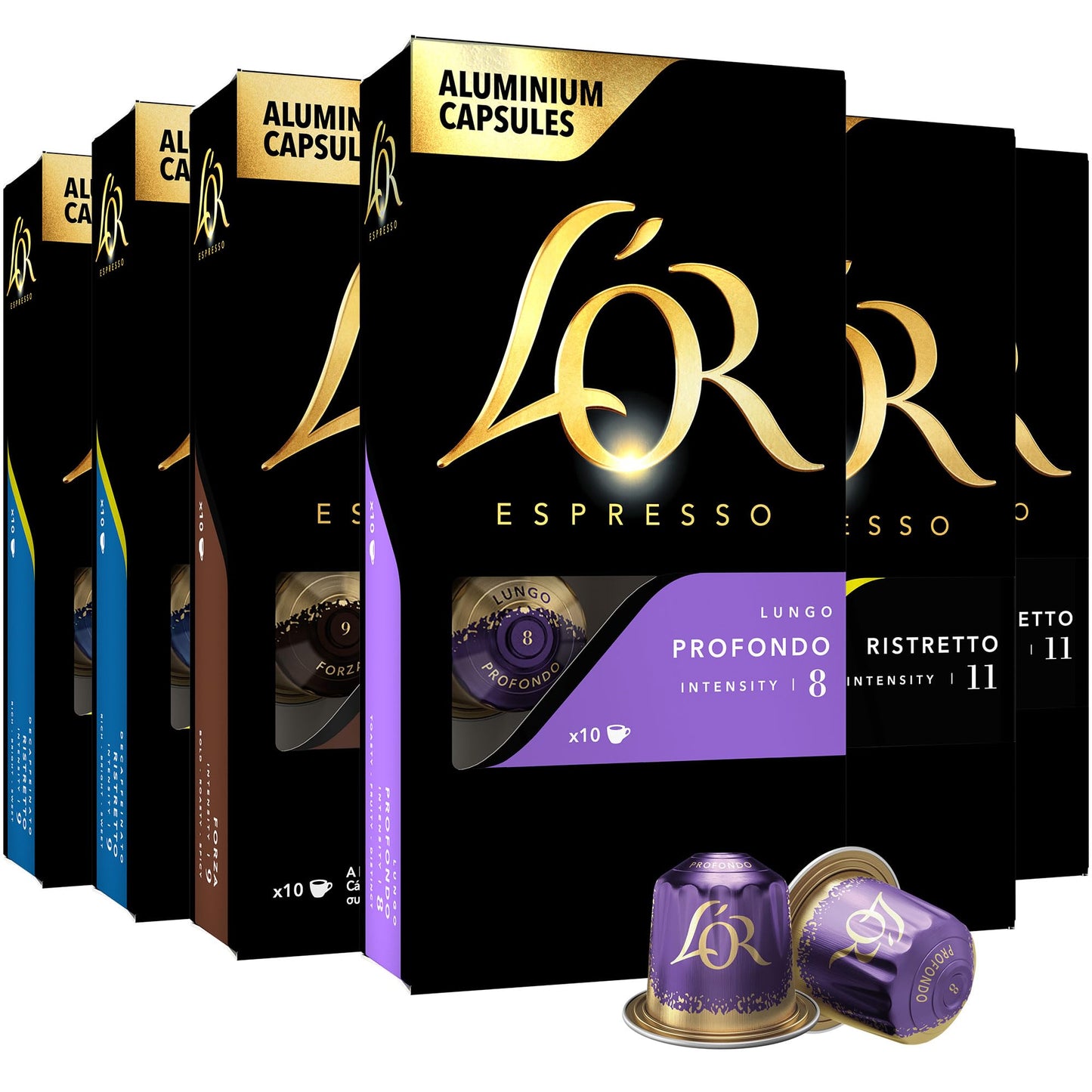 L'OR Espresso Capsules, 50 Count Mild Variety Pack, Single-Serve Aluminum Coffee Capsules Compatible with the L’OR BARISTA System & *Nespresso Original Machines