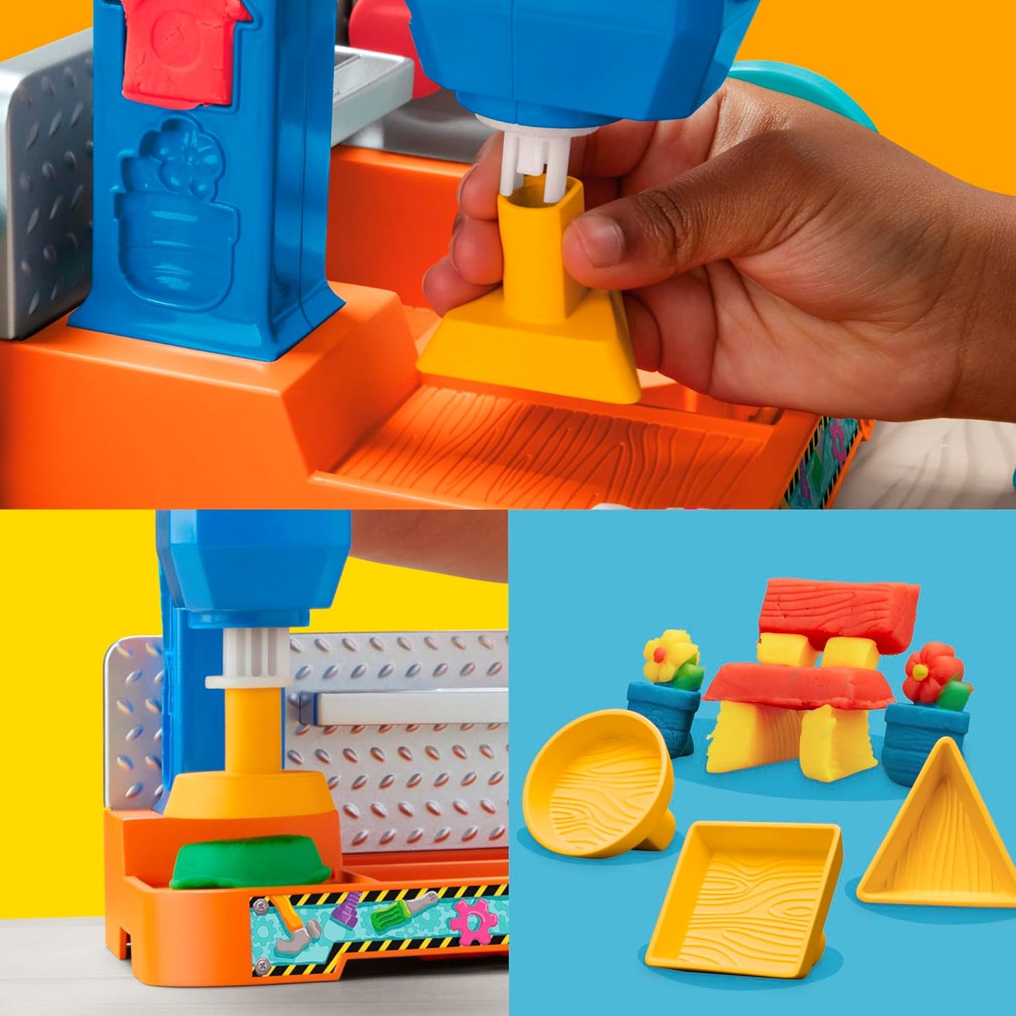 Play-Doh Stamp & Saw Tool Bench Playset, Construction Toys for Boys & Girls 3 Years & Up, Kids Arts & Crafts