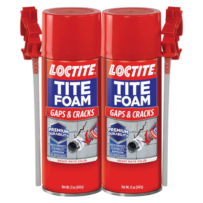 Loctite Tite Foam Gaps & Cracks Spray Foam Sealant, Polyurethane Expanding Foam Insulation - 12 fl oz Can, Pack of 1