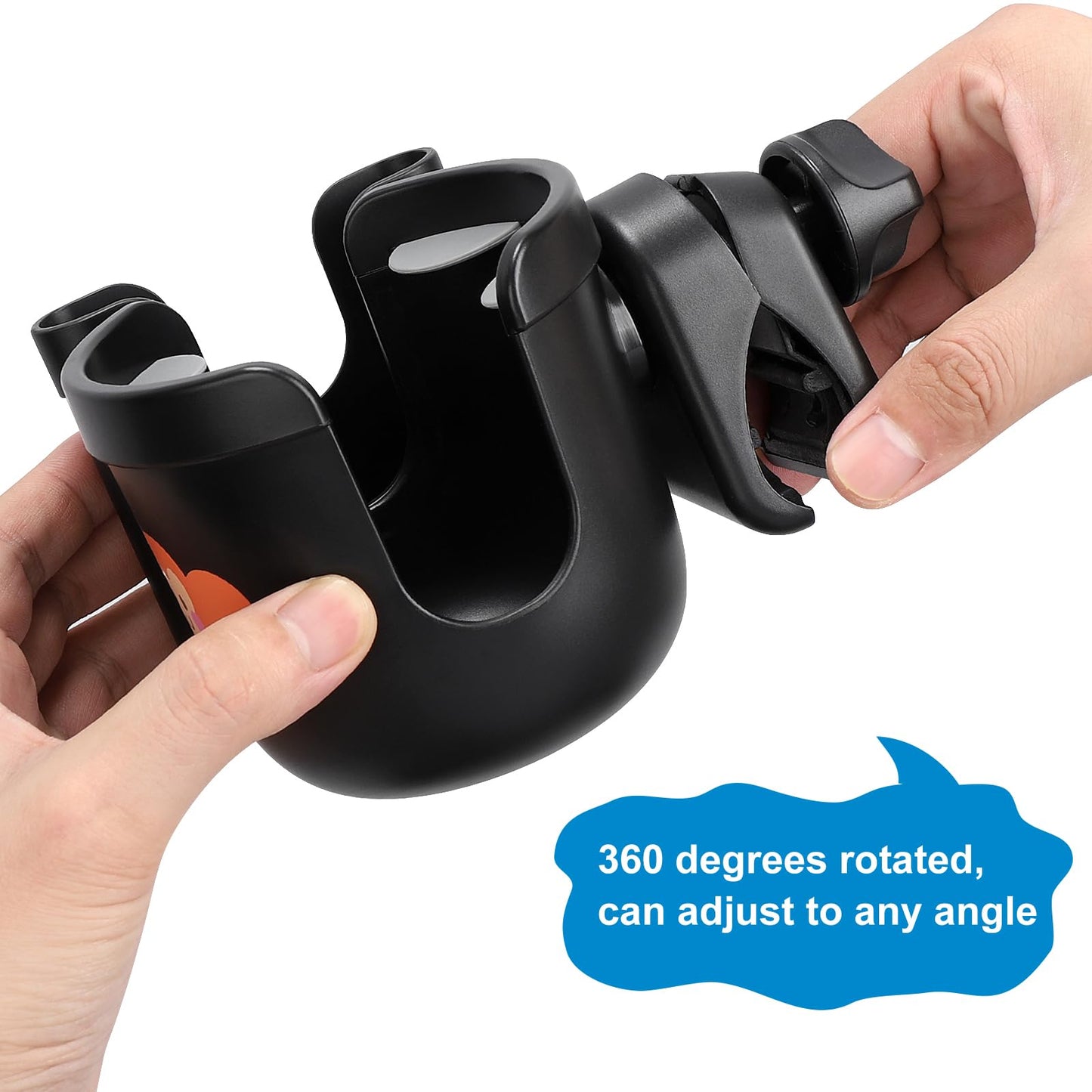 Accmor Stroller Cup Holder with Phone Holder, Bike Cup Holder, Universal Cup Holder for Uppababy Nuna Doona Strollers, 2-in-1 Cup Phone Holder for Stroller, Bike, Wheelchair, Walker, Scooter