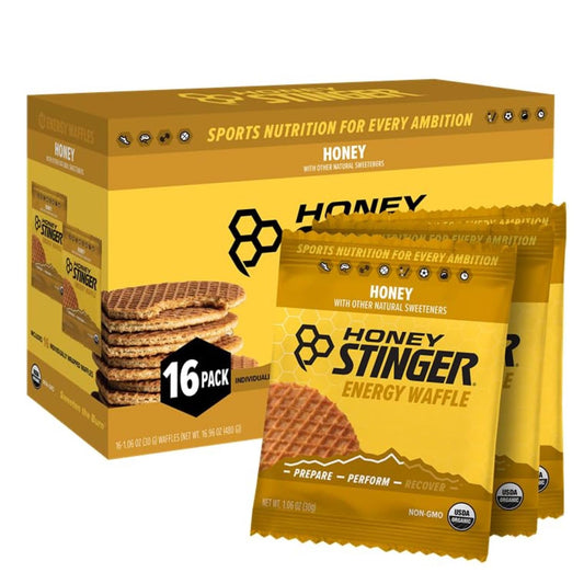 Honey Stinger Organic Honey Waffle | Energy Stroopwafel for Exercise, Endurance and Performance | Sports Nutrition for Home & Gym, Pre and Post Workout | Box of 16 Waffles, 16.96 Ounce (Pack of 16)