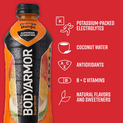 BODYARMOR Sports Drink Sports Beverage, Strawberry Banana, Coconut Water Hydration, Natural Flavors With Vitamins, Potassium-Packed Electrolytes, Perfect For Athletes, 12 Fl Oz (Pack of 8)