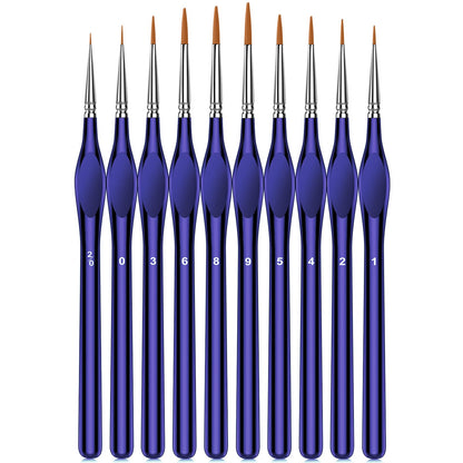 10Pcs Micro Paint Brushes Set with Triangular Handles - For Acrylic, Watercolor, Crafts, Models