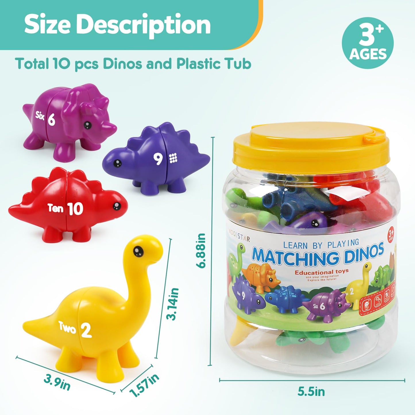 Matching Letters Counting Dinosaur Toys with Double-Sided ABC Alphabet Preschool Learning Uppercase Lowercase Sensory Sorting Educational Montessori Toy Sets for Kids Toddler Aged 3+ Years Old…