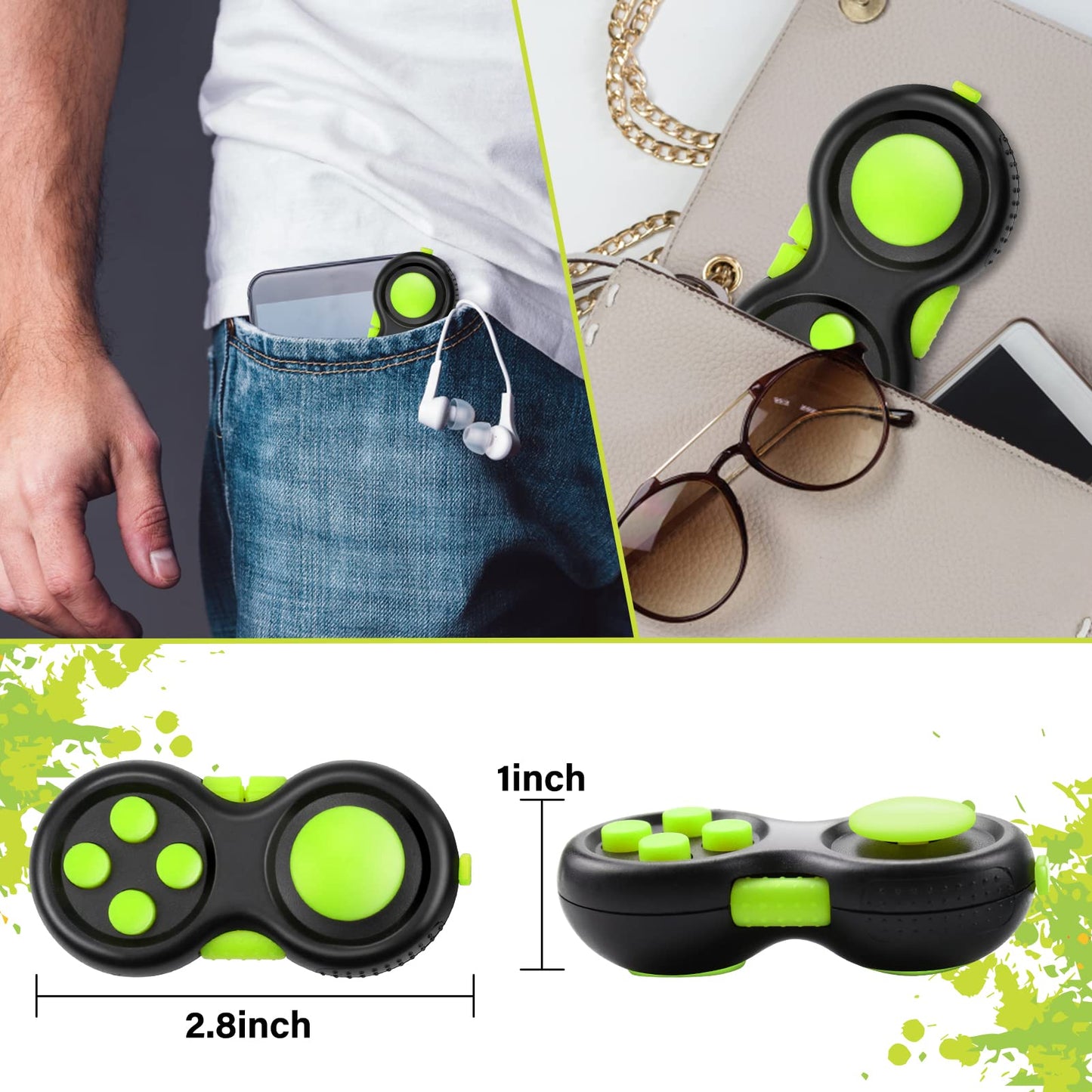 WTYCD Original Fidget Toy Game, Rubberized classical Controller Fidget Concentration Toy with 8-Fidget Functions and Lanyard - Excellent for Relieving Stress and Anxiety