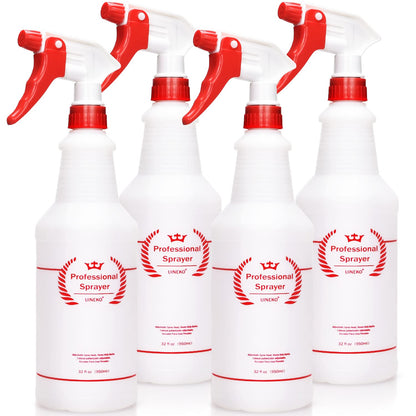 Plastic Spray Bottle (4 Pack, 24 Oz, All-Purpose) Heavy Duty Spraying Bottles Leak Proof Mist Empty Water Bottle for Cleaning Solution Planting Pet with Adjustable Nozzle and Measurements