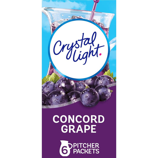 Crystal Light Sugar-Free Concord Grape Low Calories Powdered Drink Mix 6 Count Pitcher Packets