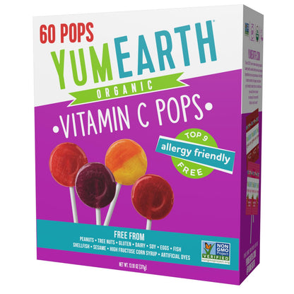 YumEarth Organic Pops Variety Pack, 14 Fruit Flavored Favorites Lollipops, Allergy Friendly, Gluten Free, Non-GMO, Vegan, No Artificial Flavors or Dyes