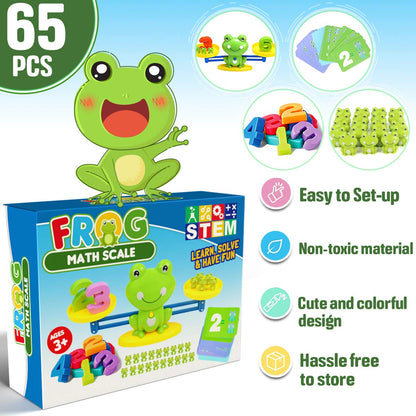 CozyBomB™ Homeschool Kindergarten Balance Board Game - Preschool Activities Math Learning Stem Montessori Cool Toys Educational with Frog Scale Cards Balancing Numbers for Kids Ages 3 4 5 6 Year Old