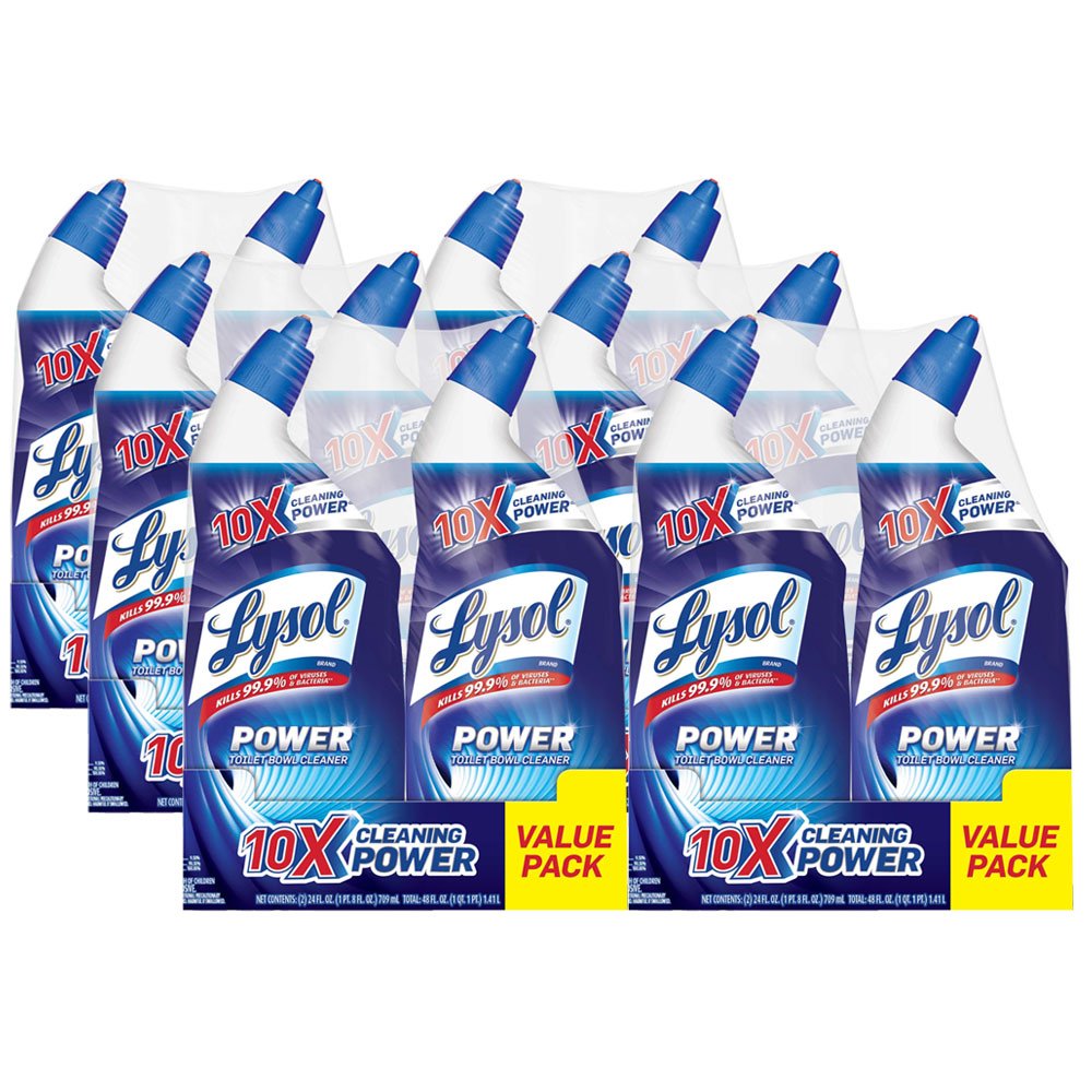 Lysol Power Toilet Bowl Cleaner Gel, For Cleaning and Disinfecting, Stain Removal, 24oz ,9 Ct , (Packaging May Vary)