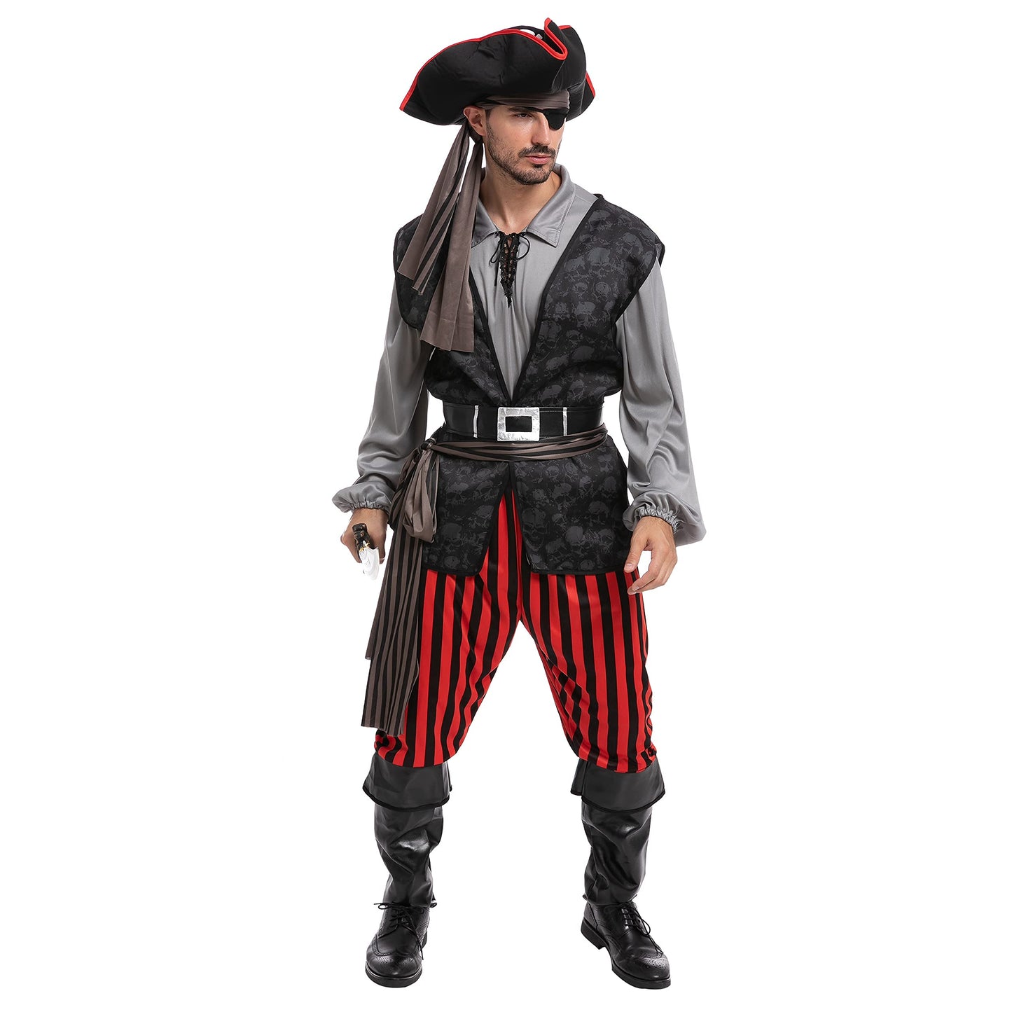 Spooktacular Creations Adult Men Pirate Costume for Halloween, Costume Party, Trick or Treating, Cosplay Party (Large)