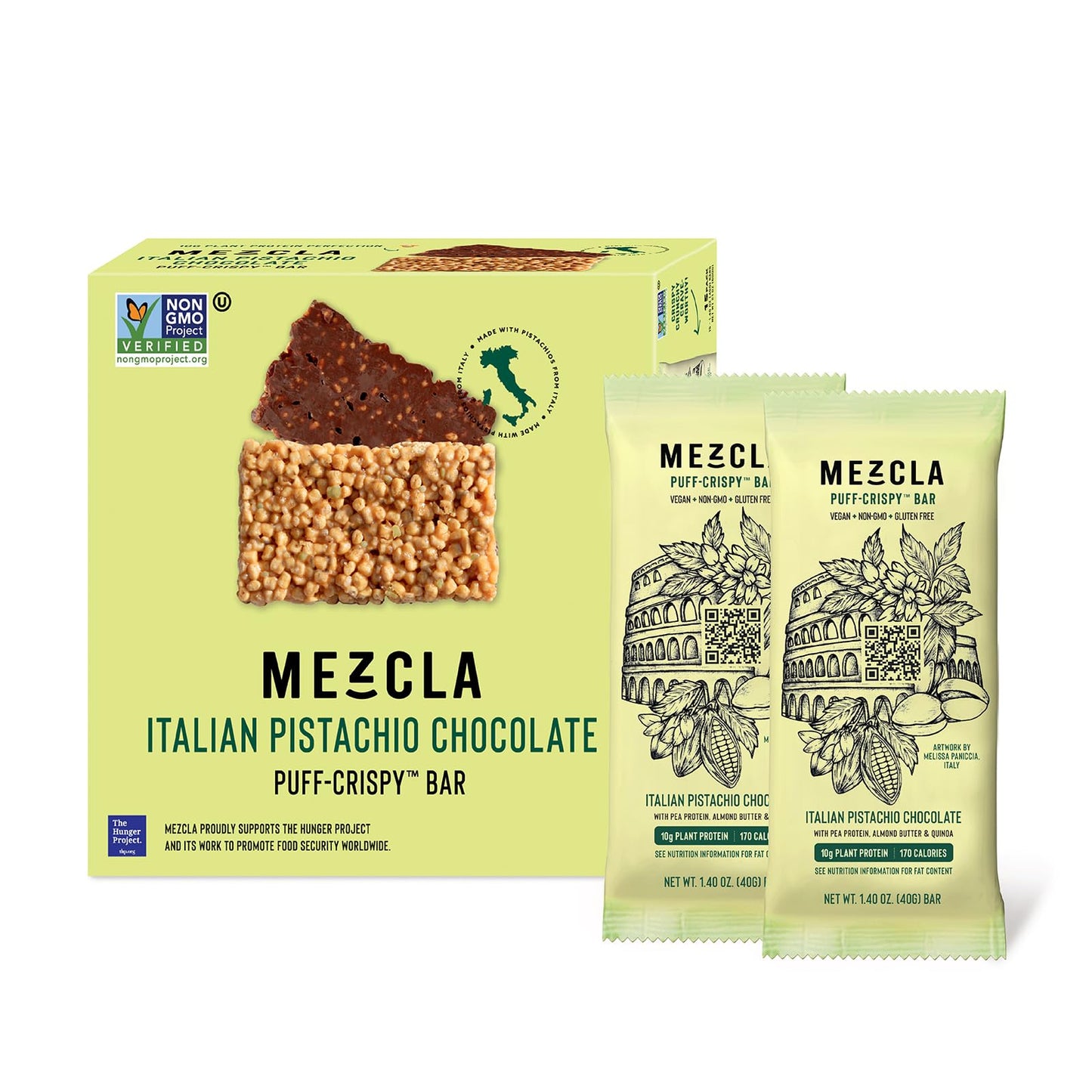 Mezcla Vegan Chocolate High Protein Bars, Gluten Free, Plant Based, Non GMO, No Dairy, 10g Protein, Healthy Snacks, 6 Flavor Variety Pack (8 Bars)