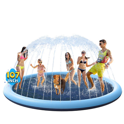 VISTOP Non-Slip Splash Pad for Kids and Dog, Thicken Sprinkler Pool Summer Outdoor Water Toys - Fun Backyard Fountain Play Mat for Baby Girls Boys Children or Pet Dog (59 inch, Blue&Blue)