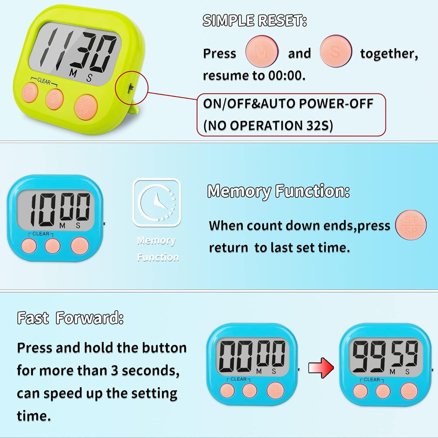 Classroom Timers for Teachers Kids Large Magnetic Digital Timer 2 Pack