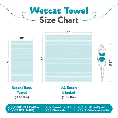 WETCAT Turkish Beach Towel Oversized 38x71 100% Cotton Sand Free Quick Dry Extra Large Light Travel Towel for Adults Beach Accessories Gifts (Blue, Beach Towel (38" x 71"))