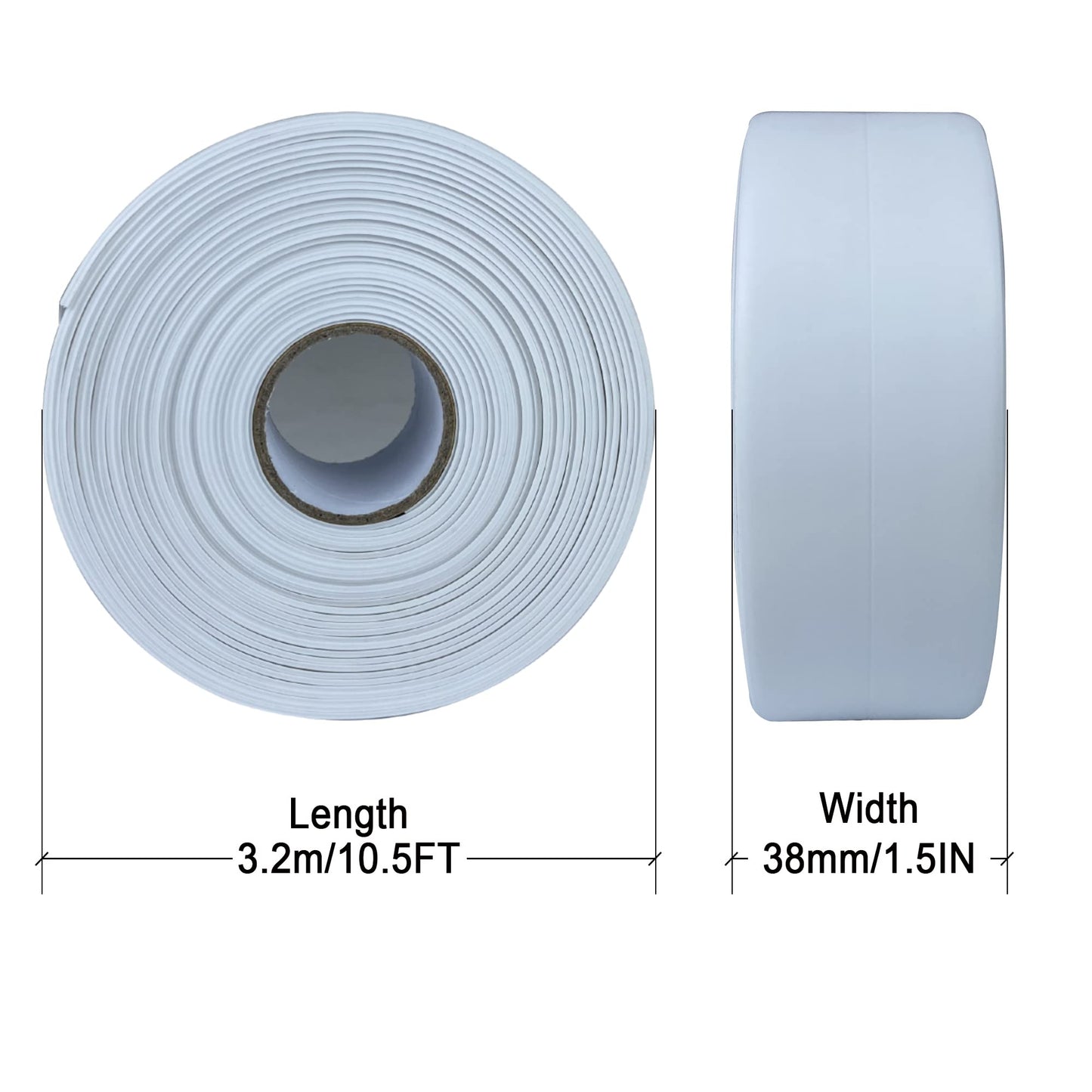 White Caulk Tape Waterproof Self Adhesive,, Toilet Caulk Sealant Tape, Bathtub Caulk Sealing Strip Tape for Bathroom Caulking Tape Shower Caulk