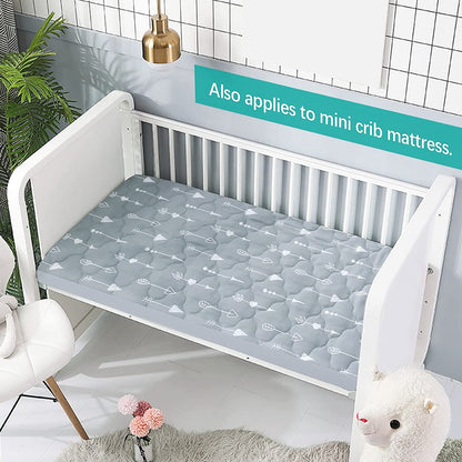 Crib Mattress Protector Sheets Fitted Waterproof Crib Mattress Pad Cover, Noiseless & Machine Wash 100% Absorbent Crib/Toddler Mattress Protector Sheet Quilted, White, 52" x 28"