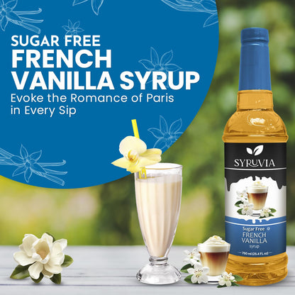 Syruvia Sugar-Free Lavender Syrup (25.4 fl oz) - Delicate Floral Bliss with Zero Added Sugar – Kosher, Gluten-Free, Perfect for Enhancing Beverages, Desserts, and Culinary Creations