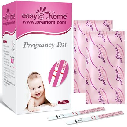 Easy@Home Pregnancy Test Strips Kit, Powered by Premom Ovulation Predictor iOS and Android APP, 20 HCG Tests