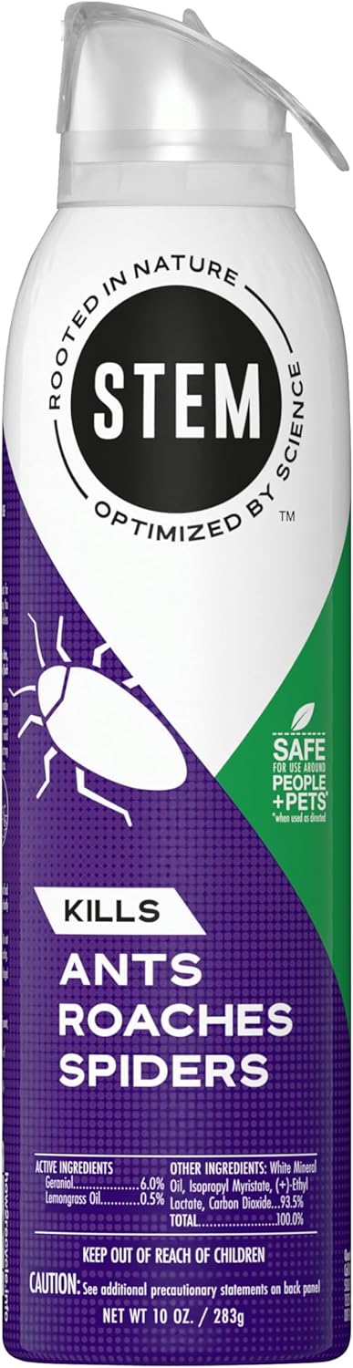 STEM Kills Ants, Roaches and Spiders: plant-based active ingredient bug spray, botanical insecticide for indoor and outdoor use; 10 oz