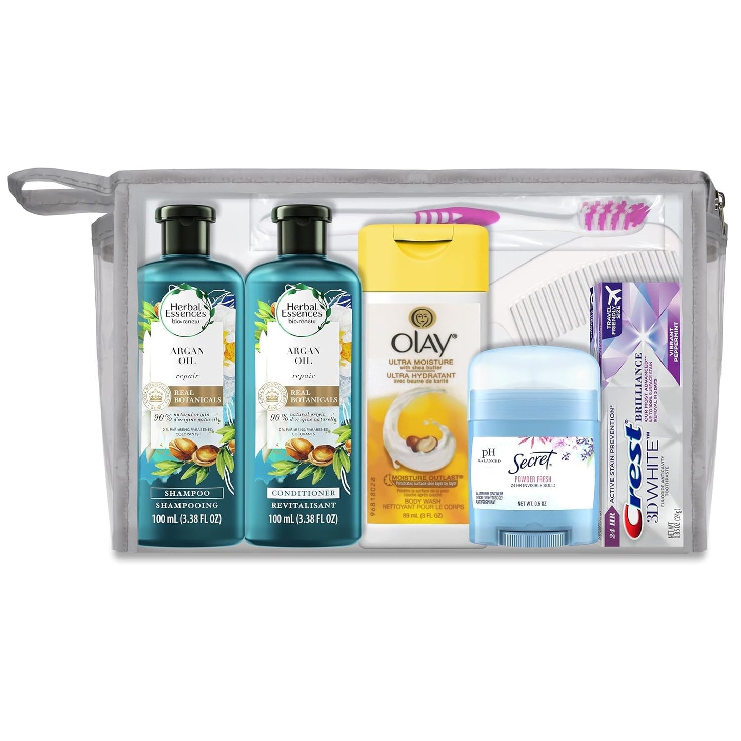 Convenience Kits international 10 PC Deluxe Kit, Featuring: Herbal Essence Argan Oil Hair Care and Body Care Travel-Size Products