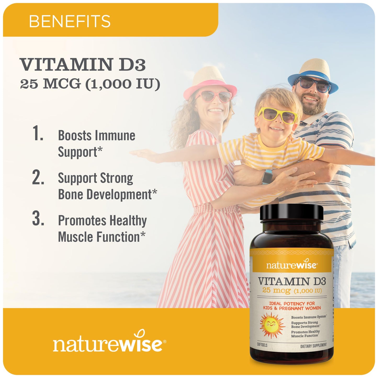 NatureWise Vitamin D3 1000iu (25 mcg) 1 Month Supply for Healthy Muscle Function, Bone Health and Immune Support, Non-GMO, Gluten Free in Cold-Pressed Olive Oil, Packaging May V, 30 Count