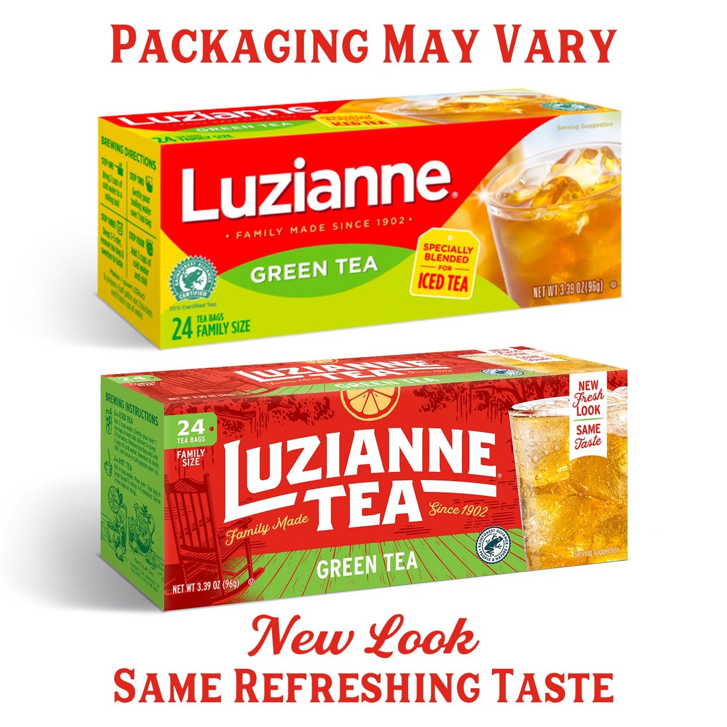 Luzianne Decaffeinated Iced Tea Bags, Family Size, 24ct Box (Pack of 6)