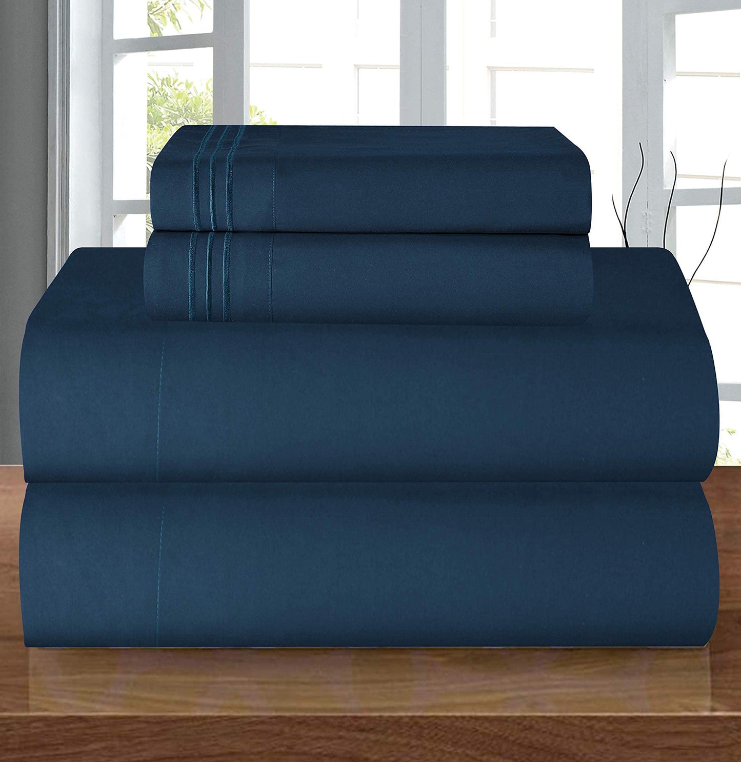 Elegant Comfort Luxury 1500 Premium Hotel Quality Microfiber 4-Piece Sheet Set - Wrinkle Resistant, All Around Elastic Fitted Sheet, Deep Pocket up to 16", Twin/Twin XL, Aqua